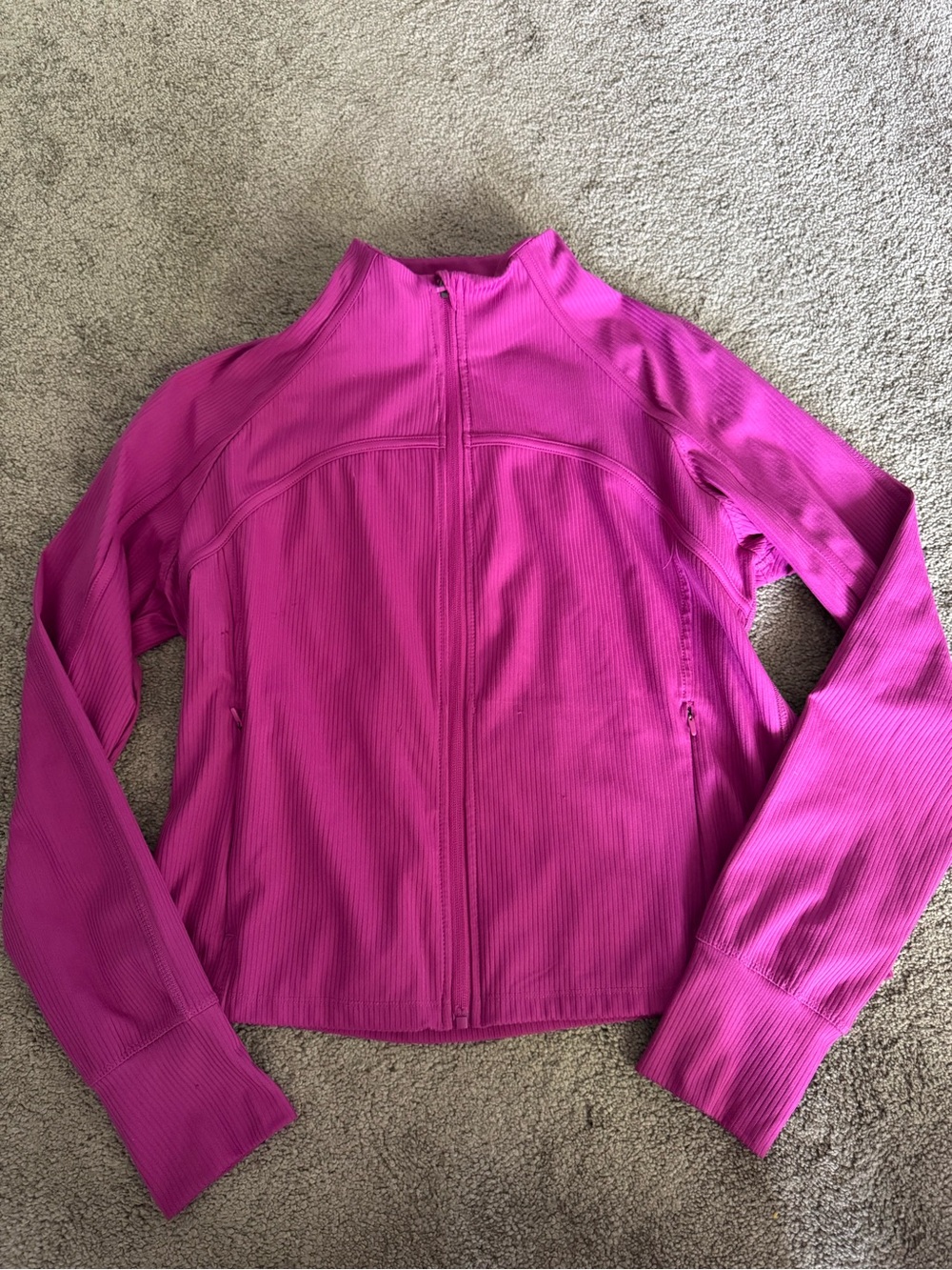 Danskin Fuchsia Ribbed Zip-Front Active Bomber Jacket
